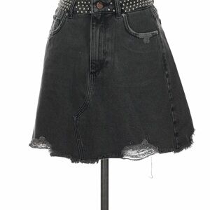 DL1961 Georgia High Rise Studded Mini Denim Jean Skirt Faded Black “Wilder” wash